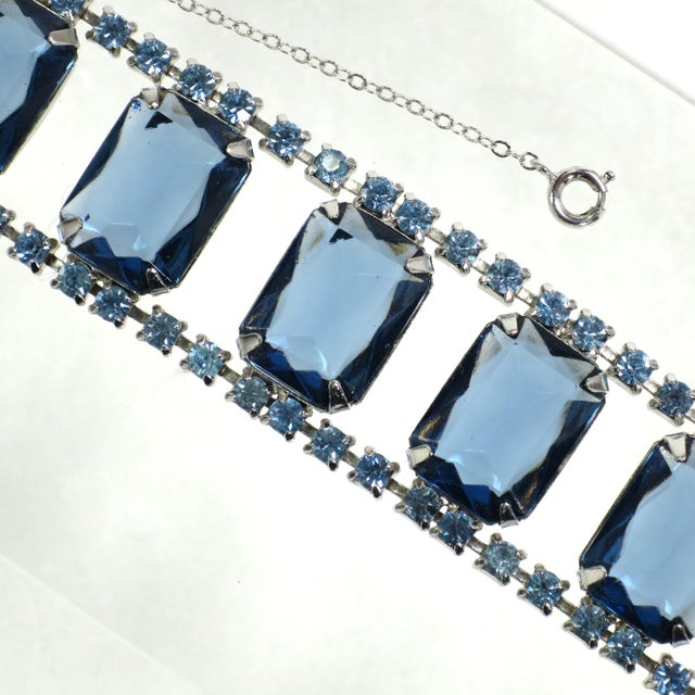 Metal Vintage Sapphire Crystal Bracelet 1960s For Sale - Image 7 of 9