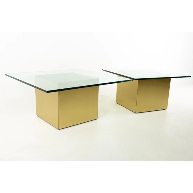 Paul Mayen Style Mid Century Brass and Glass Side End Table - Pair For Sale - Image 13 of 13