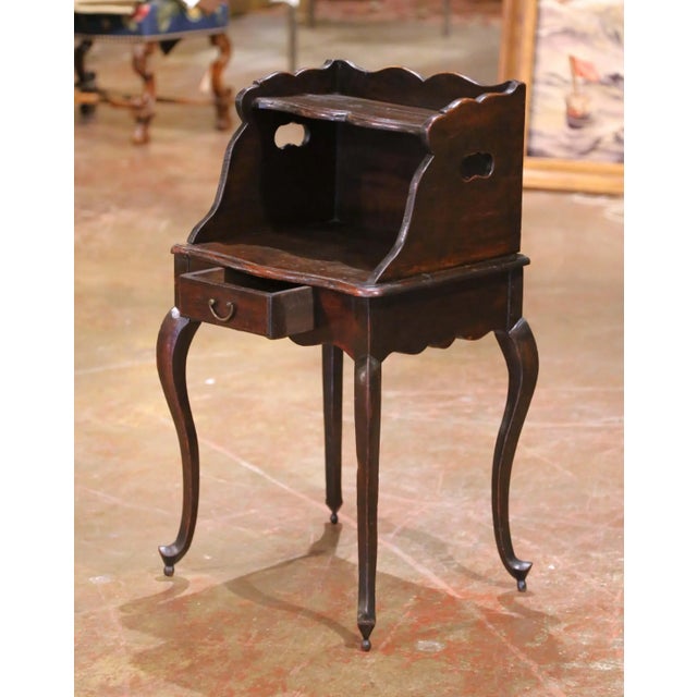 18th Century French Louis XV Carved Oak Nightstand With Drawer For Sale - Image 9 of 13