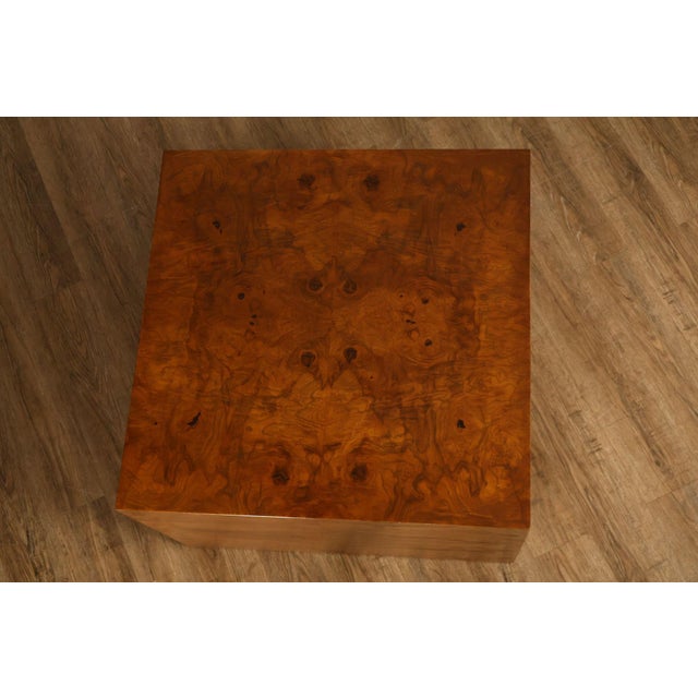 Mid 20th Century Thayer Coggin Milo Baughman Mid Century Modern Burl Wood Cube Side Table For Sale In Philadelphia - Image 6 of 18