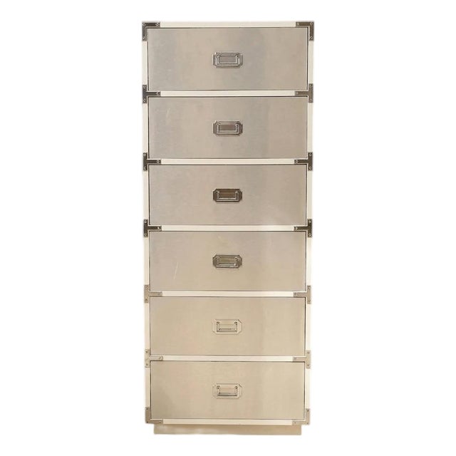 Mid 20th Century Mod Space Age Six-Drawer Metal Highboy Dresser For Sale