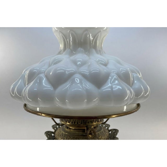 This is an authentic antique oil-burning lamp, not an electric lamp. It operates using lamp oil or kerosene and does not...