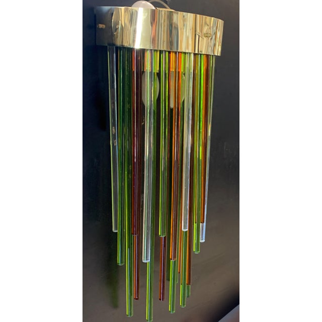 Pair of abstract artistic compositions "Altobosco" created by Enrico Neri & c.snc Lamps made with numerous colored glass...