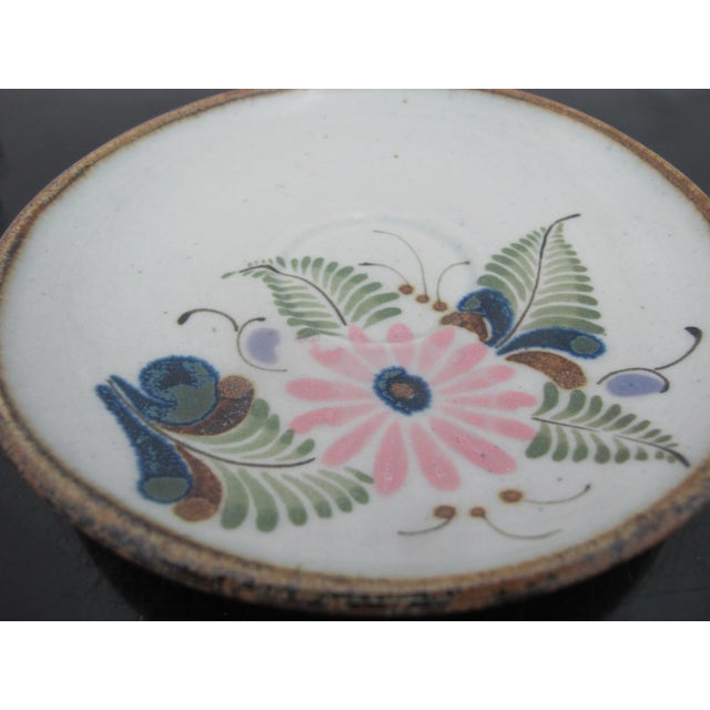 Ken Edwards El Palomar Flower Tonala Mexico Folk Art Stoneware Cup & Saucer For Sale - Image 4 of 10