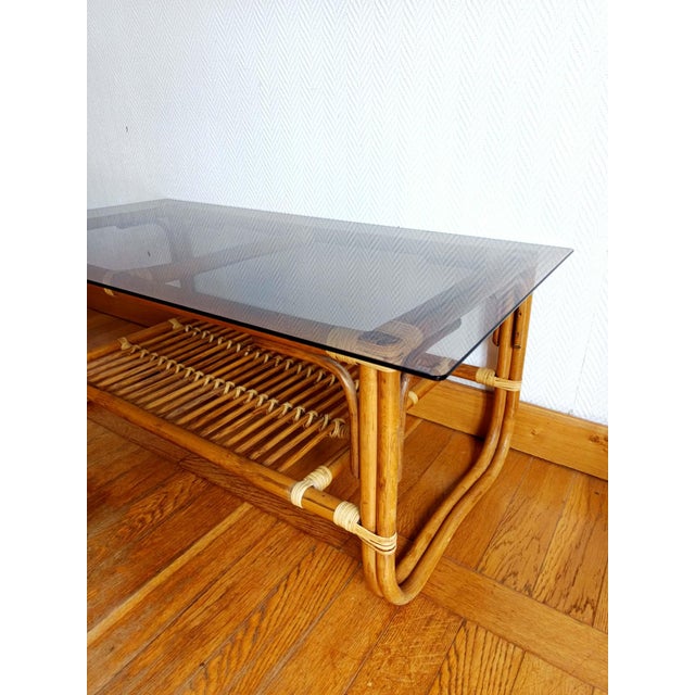 Wood Vintage Rattan Coffee Table, 1960s For Sale - Image 7 of 11