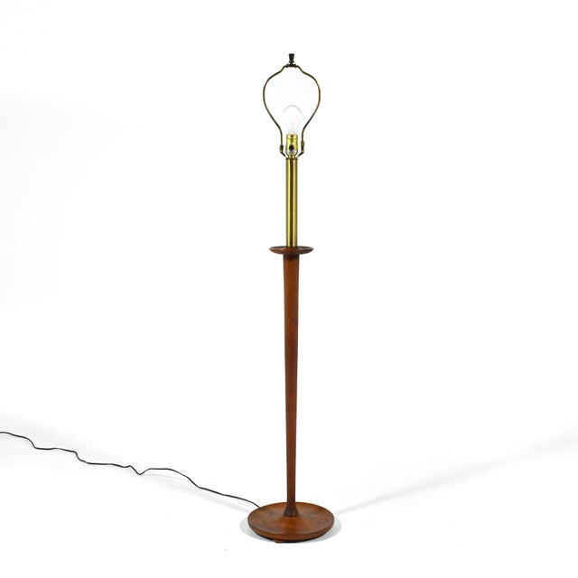 Mid 20th Century Mid 20th Century Mid Century Modern Walnut Floor Lamp with Sculpted Details For Sale - Image 5 of 8