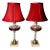 Victorian Era Etched Cranberry Glass Boudoir Table Lamps Pair For Sale