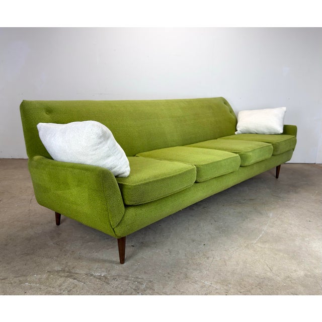 Adrian Pearsall Mid Century Danish Modern Dux Folke Ohlsson Style 4-Seat Sofa in Chartreuse Green For Sale - Image 4 of 12