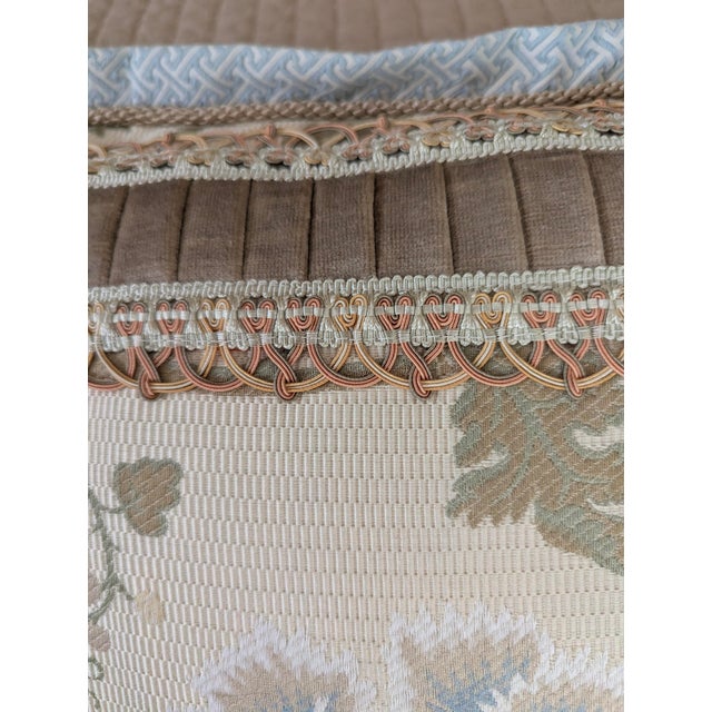 A Pair of Scalamandre Silk Embridered Fabric With Woven Looped Beaded Cord and Velvet Borders For Sale - Image 4 of 10