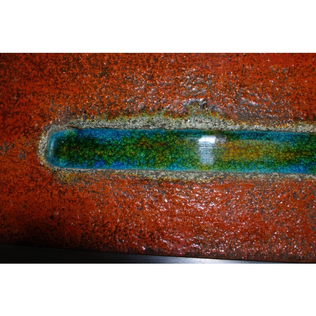 Orange Coffee Table in Enameled Lava Stone attributed to the Cloutier Brothers, 1950 For Sale - Image 8 of 14