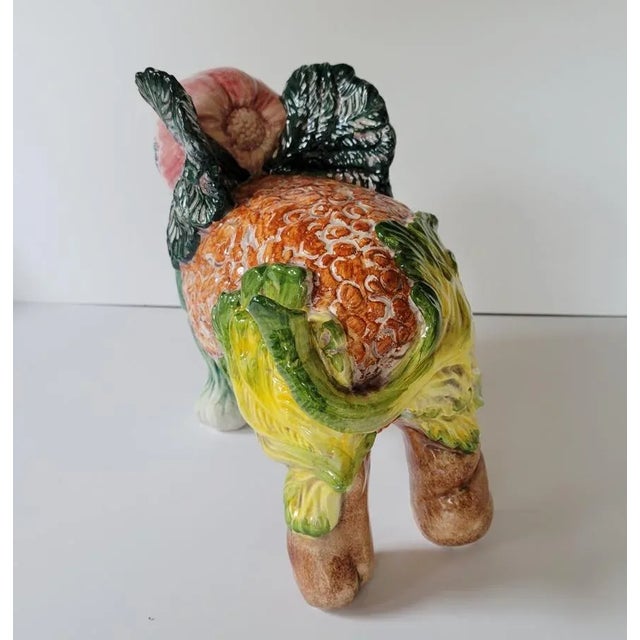 Vintage Italian Majolica Trompe l'Oeil Vegetable Elephant Sculpture For Sale In Raleigh - Image 6 of 10