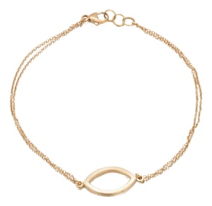 18k Yellow Gold Double-Chain Bracelet With Marquise Charm