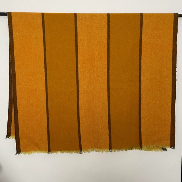 Textile Vintage Danish Modern MCM Striped Pure Wool Blanket For Sale - Image 7 of 12