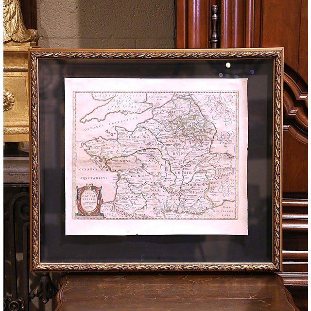 17th Century 17th Century Framed Map of Ancient France Titled "Typus Galliae Veteris" For Sale - Image 5 of 8