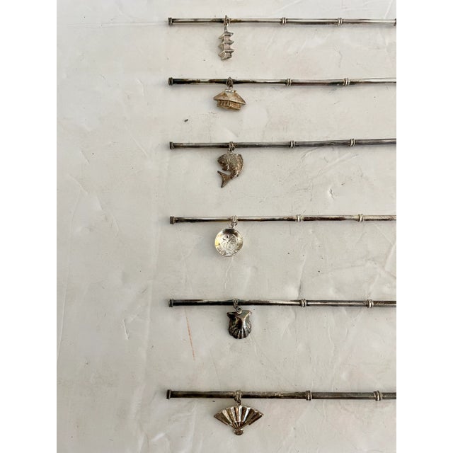 Sterling Chinoiserie Silver Cocktail Spoons - Set of 6 For Sale - Image 9 of 11