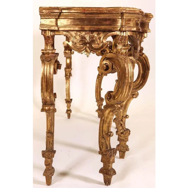Gold 18th Century Italian Giltwood Console Table For Sale - Image 8 of 10