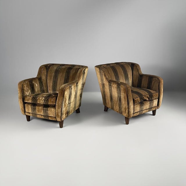 Italian Art Deco Striped Velvet Armchairs, 1930s, Set of 2 For Sale - Image 17 of 17