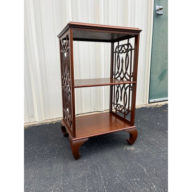 Wood Vintage Chinoiserie Walnut Fretwork Etagere For Sale - Image 7 of 12