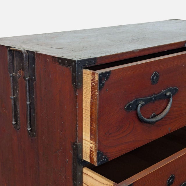 Japanese Nihonmatsu/Tansu Chest – Wooden Dresser With Iron Hardware For Sale - Image 13 of 17