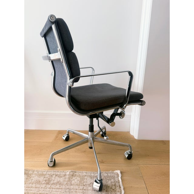 2010s Dark Gray Padded Fabric Modern Office Chair For Sale - Image 5 of 6