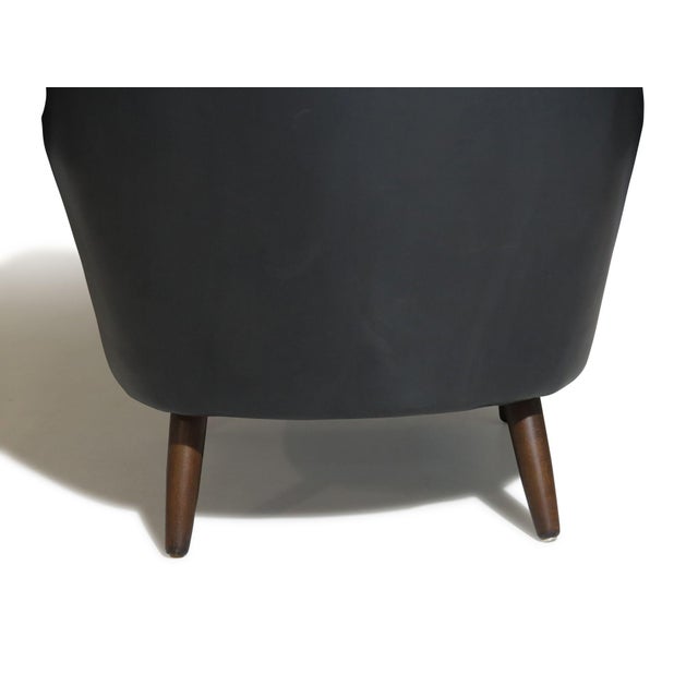Black Mid 20th Century Pair of Sculptural Danish Wingback Chairs in Black Leather Attributed to Georg Kofoed For Sale - Image 8 of 11