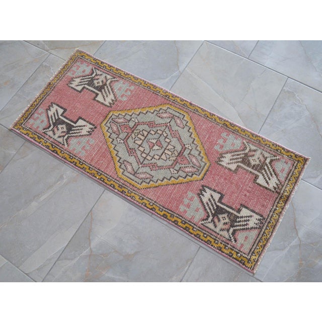 1970s Hand Knotted Door Mat, Entry Decor, Bath Mat, Kitchen Decor, Small Rug, Turkish Rug , Laundry Room Decor - 1'7" X 3'71" For Sale - Image 16 of 16