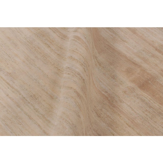 Textile Rug & Kilim’s Modern Textural Rug in Soft Ivory and Cream Striae For Sale - Image 7 of 8