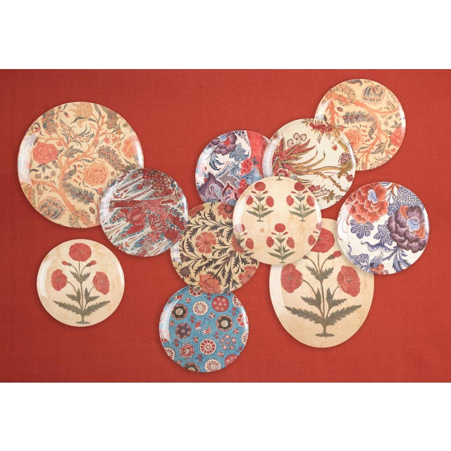 Illustration Chintz Red Dinner Plates, Set of 4 For Sale - Image 3 of 4
