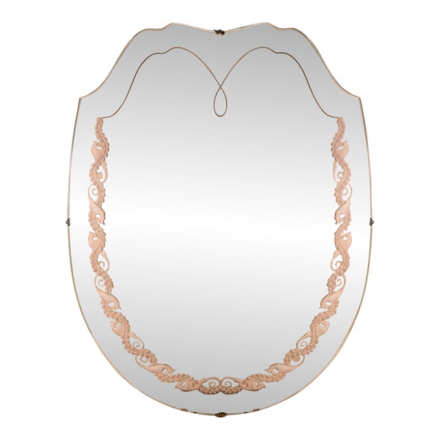 1950's Pink Italian Mirror For Sale