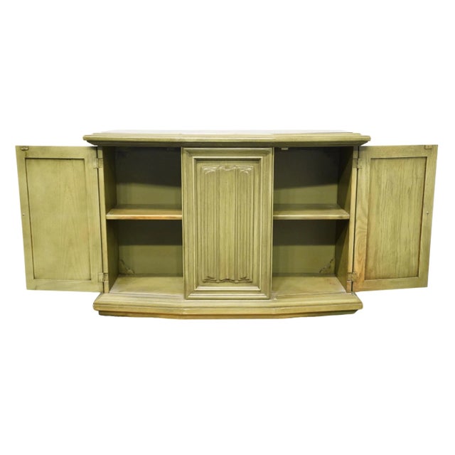 Late 20th Century Brandt Furniture Italian Neoclassical Tuscan Style 43" Green Console Cabinet W. Slate Top 8539 For Sale - Image 5 of 11
