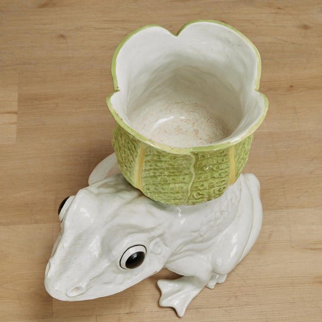 Vintage Italian Glazed Ceramic Frog Planter For Sale - Image 9 of 10