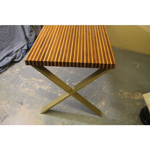 1980s Walnut and Oak Desk With X Shaped Legs For Sale In New York - Image 6 of 8