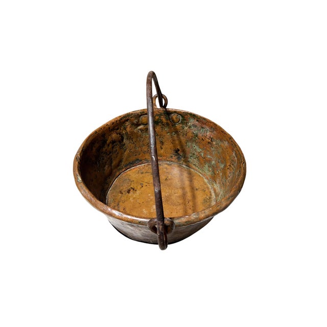 1900 - 1909 Great Old French Copper Pan W/Handle 16" W For Sale - Image 5 of 6