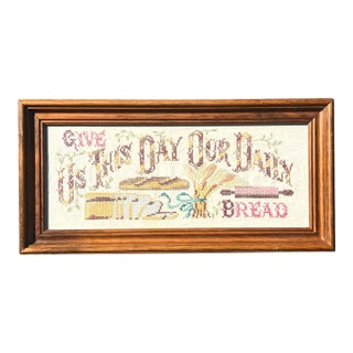 “Give Us Thy Day Our Daily Bread” Needlepoint (Vintage) For Sale