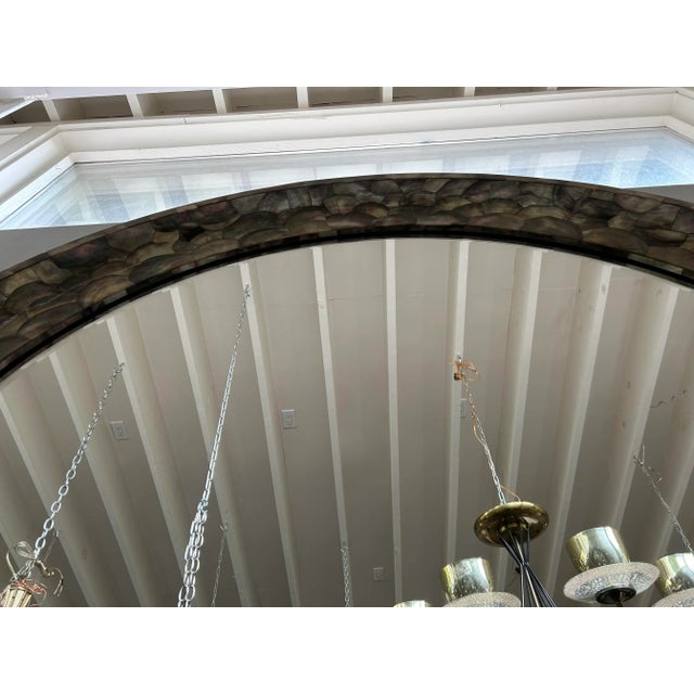 Cream 1970s Vintage Round Abalone Beveled Mirror For Sale - Image 8 of 12