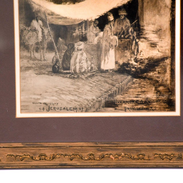 Wood Vintage Walter Francis Brown (1853-1929) "Jerusalem" Etching With Frame For Sale - Image 7 of 9