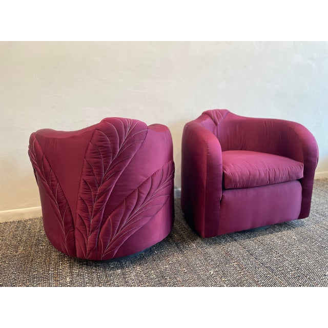 Textile 1980s Vintage 360 Swivel Chairs - A Pair For Sale - Image 7 of 9