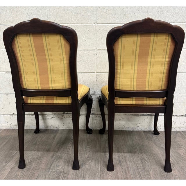 Vintage French Louis XV Revival Carved Floral Side Chairs - Pair For Sale - Image 10 of 11