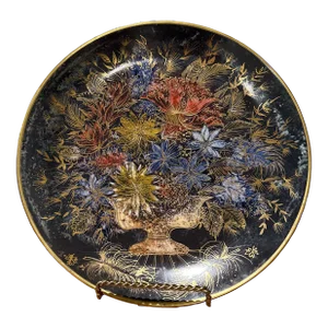 Vintage Sascha Brastoff Plate Decorated With Transfer Printed Decal Over Porcelain