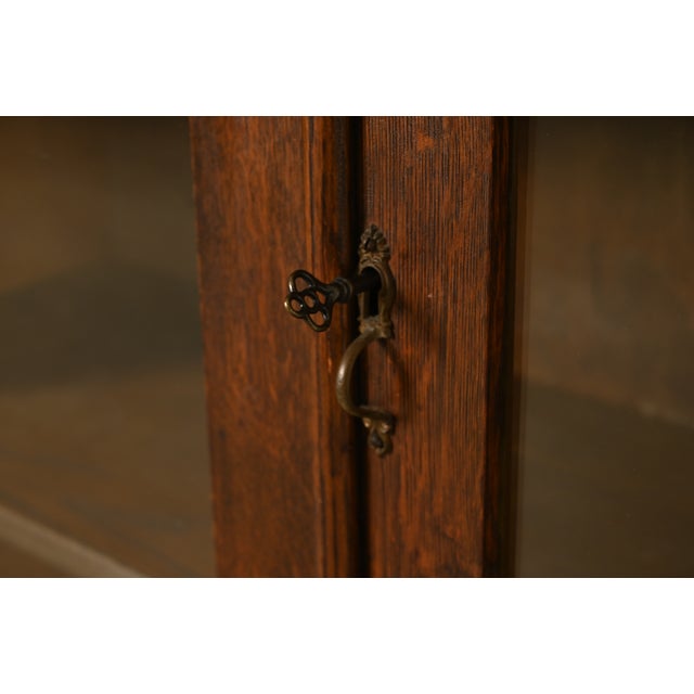 Antique Mission Oak Arts & Crafts Glass Front Bookcase Cabinet by Larkin Co., Circa 1910 For Sale In South Bend - Image 6 of 15