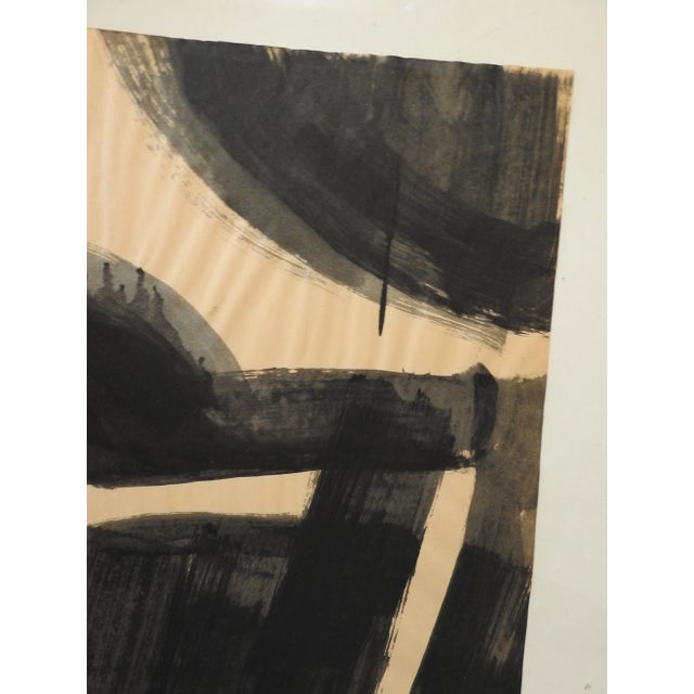 Mid 20th Century Black and Tan Abstract Painting For Sale In Seattle - Image 6 of 6