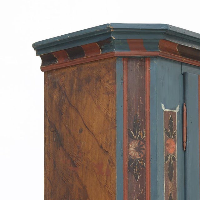 Rustic Rustic Farmhouse Folk Art Painted Bridal Cabinet, 1841 For Sale - Image 3 of 13