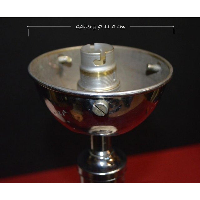 Metal Modernist Art Deco French Chrome, Porcelain and Opaline Glass Table Lamp, 1940s For Sale - Image 7 of 18
