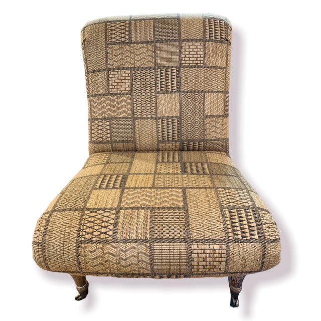 Tribal 1970s Vintage Patchwork Armless Slipper Chairs - a Pair For Sale - Image 3 of 7