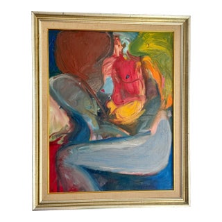 Mid Century Abstract Expressionist Oil Painting For Sale