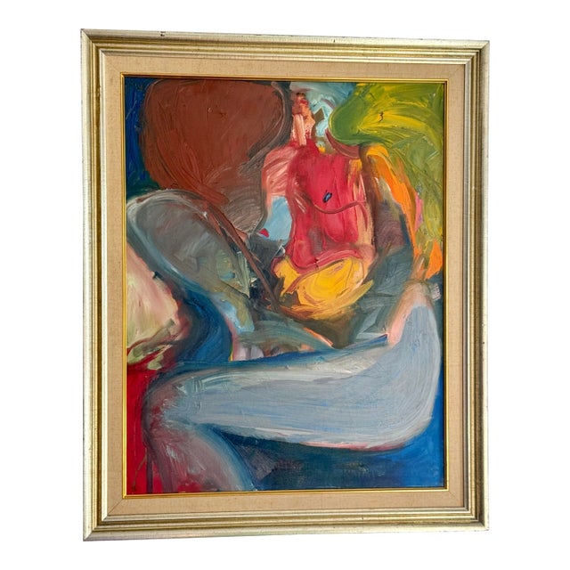 Mid Century Abstract Expressionist Oil Painting For Sale