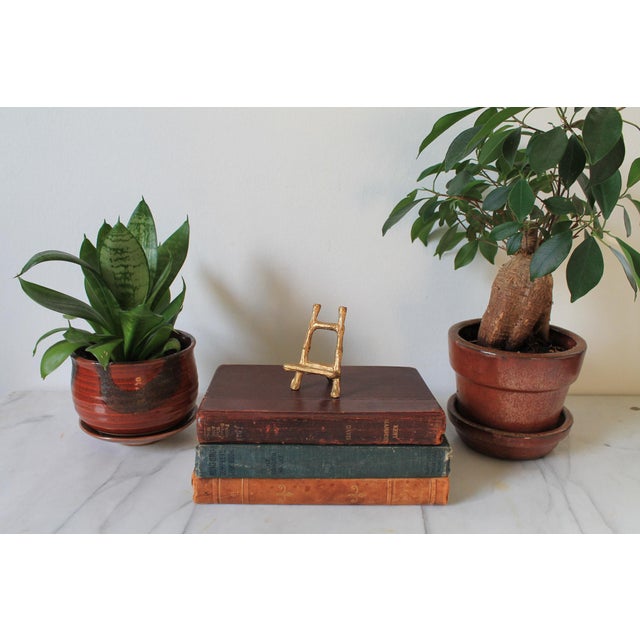 Vintage Miniature Hollywood Regency-Style Brass Faux Bamboo Tabletop Easel For Sale In Milwaukee - Image 6 of 12