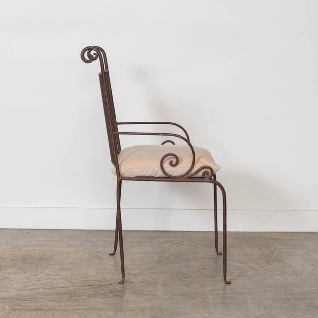 1940s French Wrought Iron Scroll Side Chair For Sale In Los Angeles - Image 6 of 14