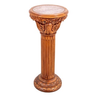 Neoclassical Pine and Marble Pedestal For Sale