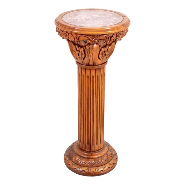 Neoclassical Pine and Marble Pedestal For Sale